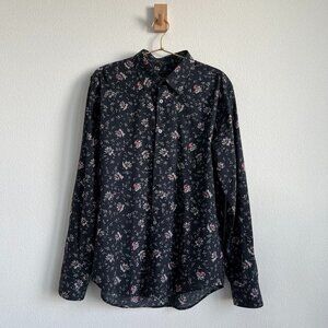 John Varvatos 100% Cotton Black Floral Long Sleeve Button Down Shirt